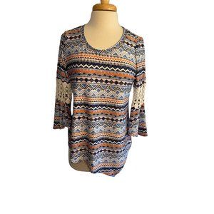 New Directions Multicolored Angled Blouse Women's PM